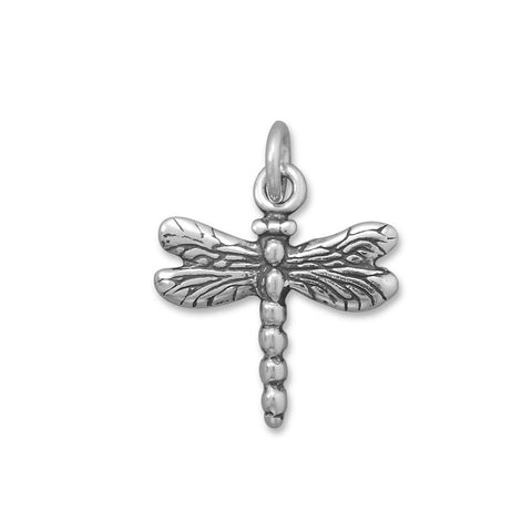 Dragonfly Charm Antiqued Sterling Silver