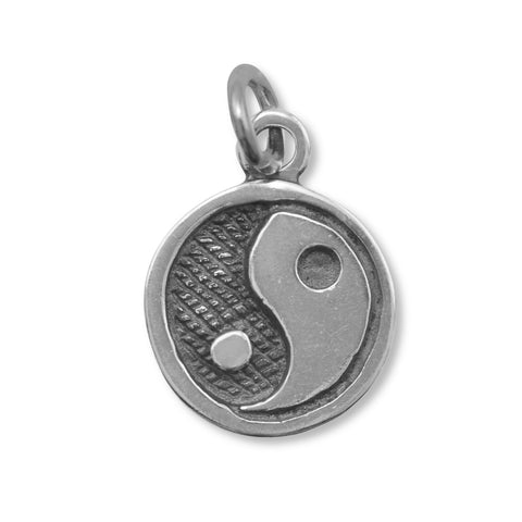 Yin Yang Charm Antiqued Sterling Silver