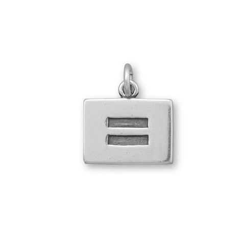 Equal Symbol Charm Antiqued Sterling Silver