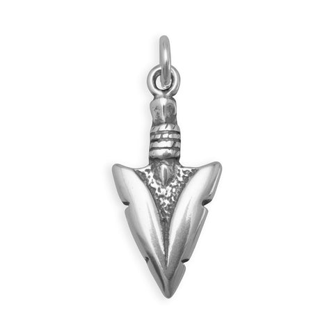 Arrowhead Charm Antiqued Sterling Silver