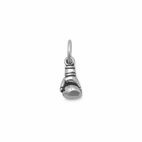 Boxing Glove Charm Antiqued Sterling Silver