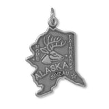 Alaska State Charm Antiqued Sterling Silver