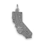 California State Charm Antiqued Sterling Silver