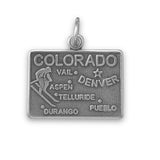 Colorado State Charm Antiqued Sterling Silver