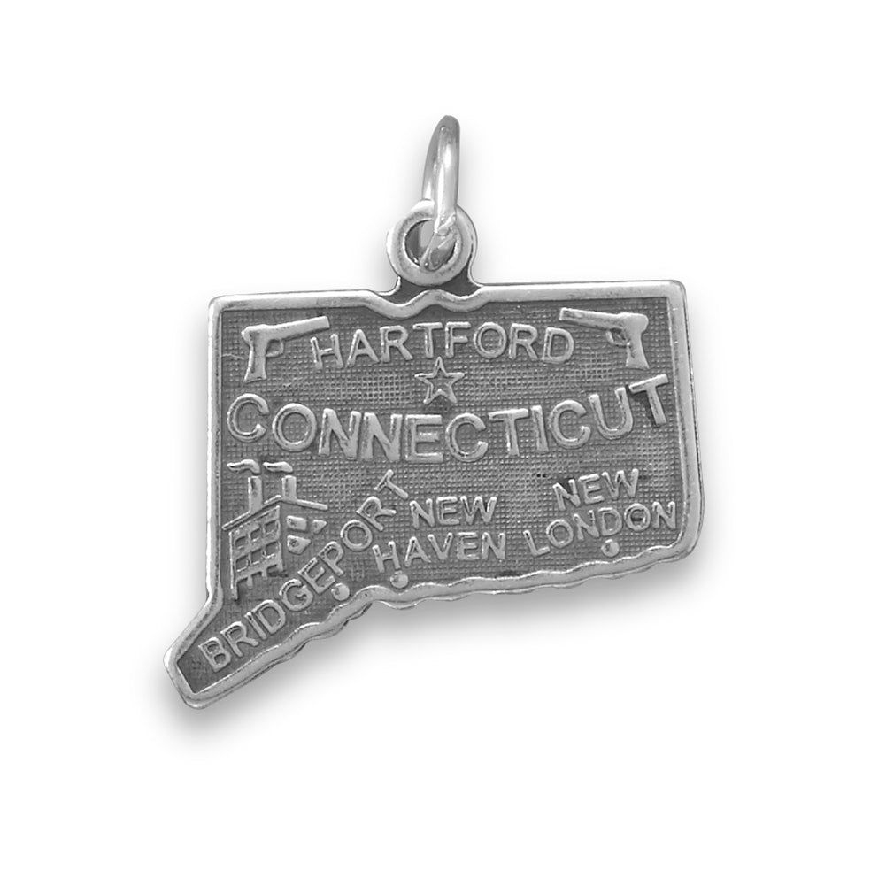 Connecticut State Charm Antiqued Sterling Silver