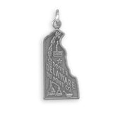 Delaware State Charm Antiqued Sterling Silver