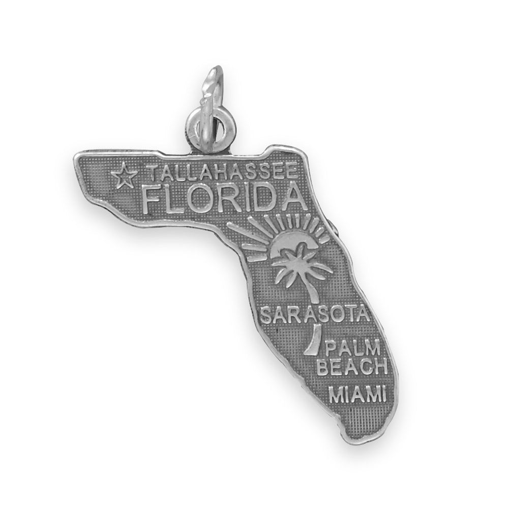 Florida State Charm Antiqued Sterling Silver