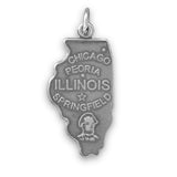 Illinois State Charm Antiqued Sterling Silver
