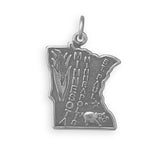 Minnesota State Charm Antiqued Sterling Silver