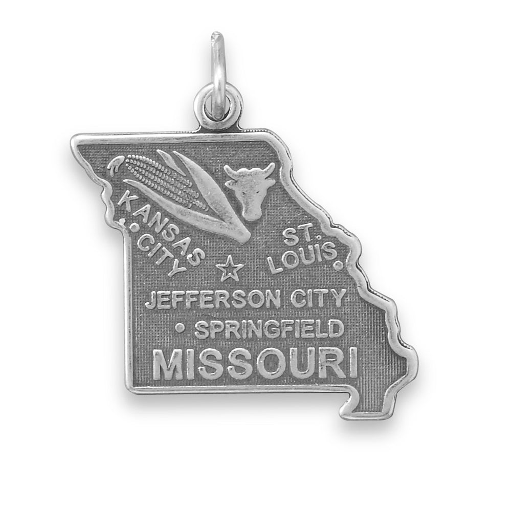 Missouri State Charm Antiqued Sterling Silver