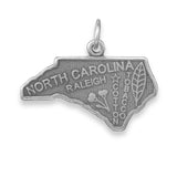North Carolina State Charm Antiqued Sterling Silver