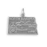 North Dakota State Charm Antiqued Sterling Silver