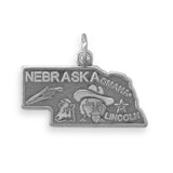 Nebraska State Charm Antiqued Sterling Silver