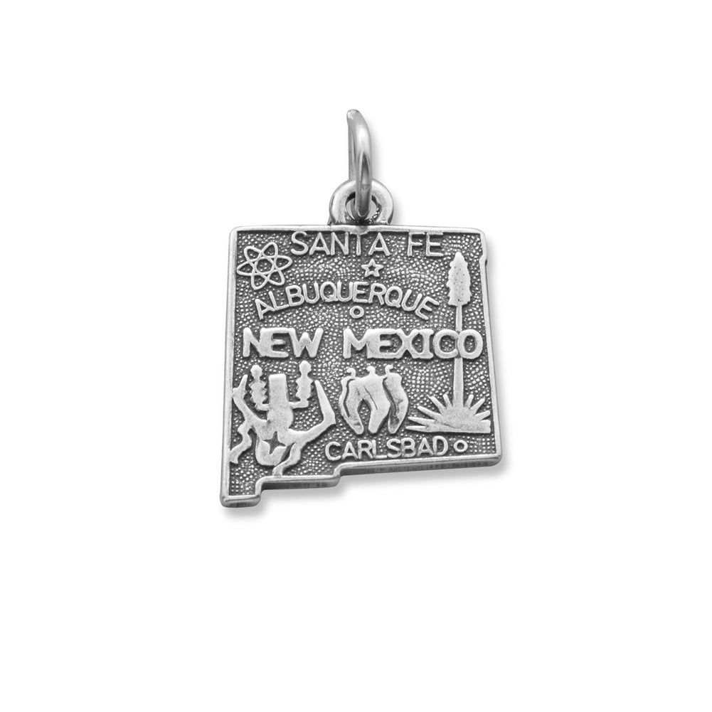 New Mexico State Charm Antiqued Sterling Silver