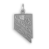 Nevada State Charm Antiqued Sterling Silver