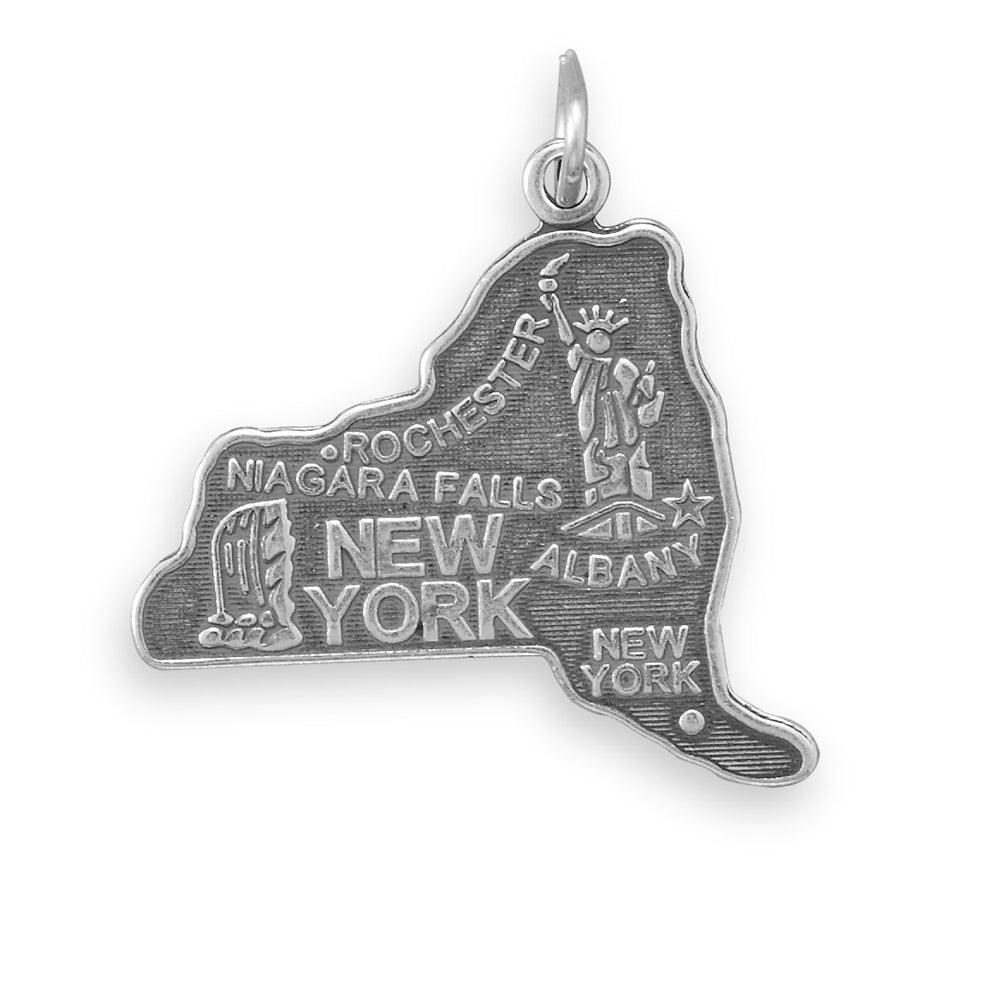 New York State Charm Antiqued Sterling Silver