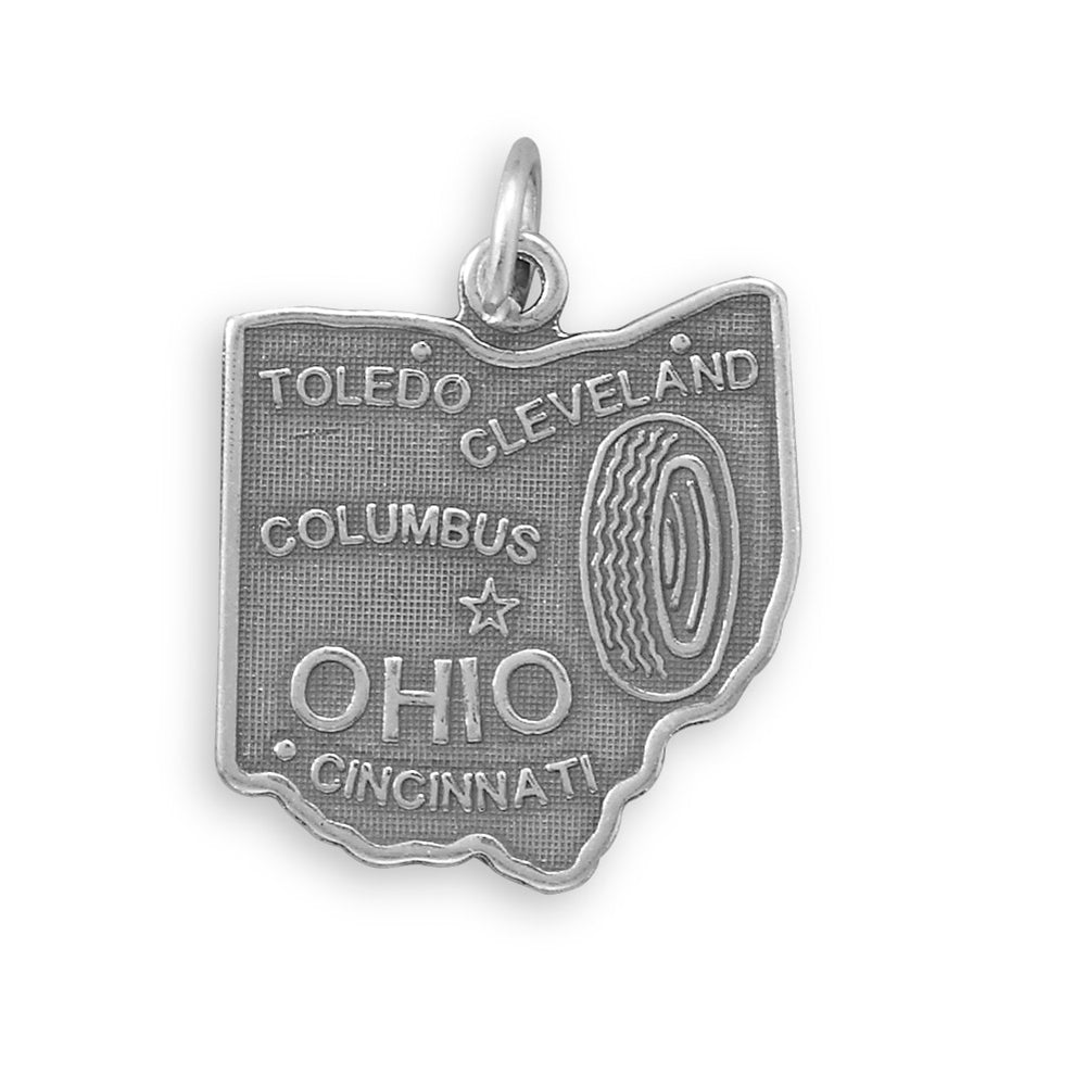 Ohio State Charm Antiqued Sterling Silver