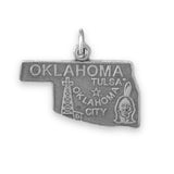 Oklahoma State Charm Antiqued Sterling Silver