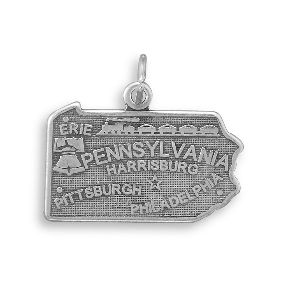 Pennsylvania State Charm Antiqued Sterling Silver