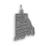 Rhode Island State Charm Antiqued Sterling Silver