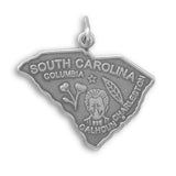 South Carolina State Charm Antiqued Sterling Silver