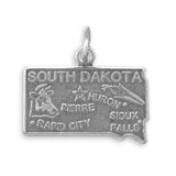 South Dakota State Charm Antiqued Sterling Silver