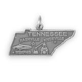 Tennessee State Charm Antiqued Sterling Silver