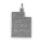 Utah State Charm Antiqued Sterling Silver