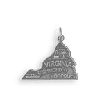 Virginia State Charm Antiqued Sterling Silver