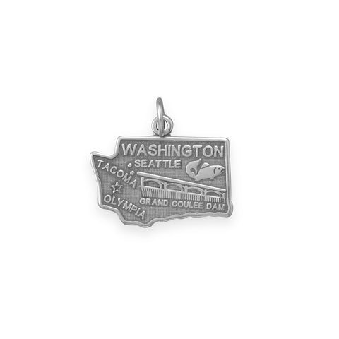 Washington State Charm Antiqued Sterling Silver