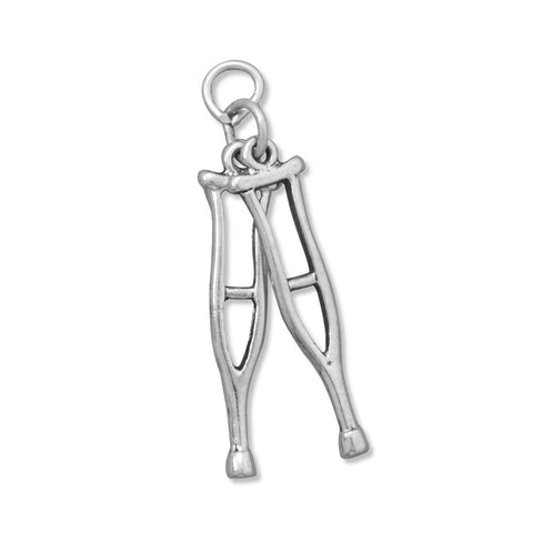 Crutches Charm Sterling Silver