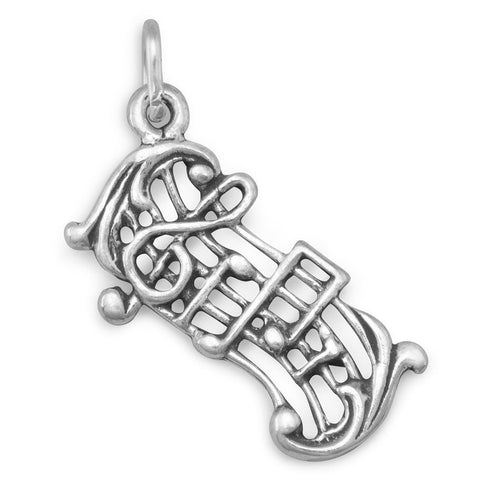 Sterling Silver Music Staff Sheet Music Charm