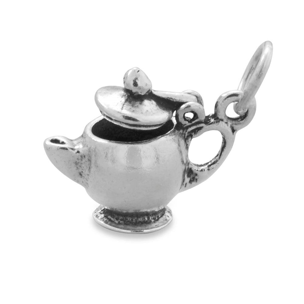 Tea Pot Charm with Lid that Opens and Closes Sterling Silver