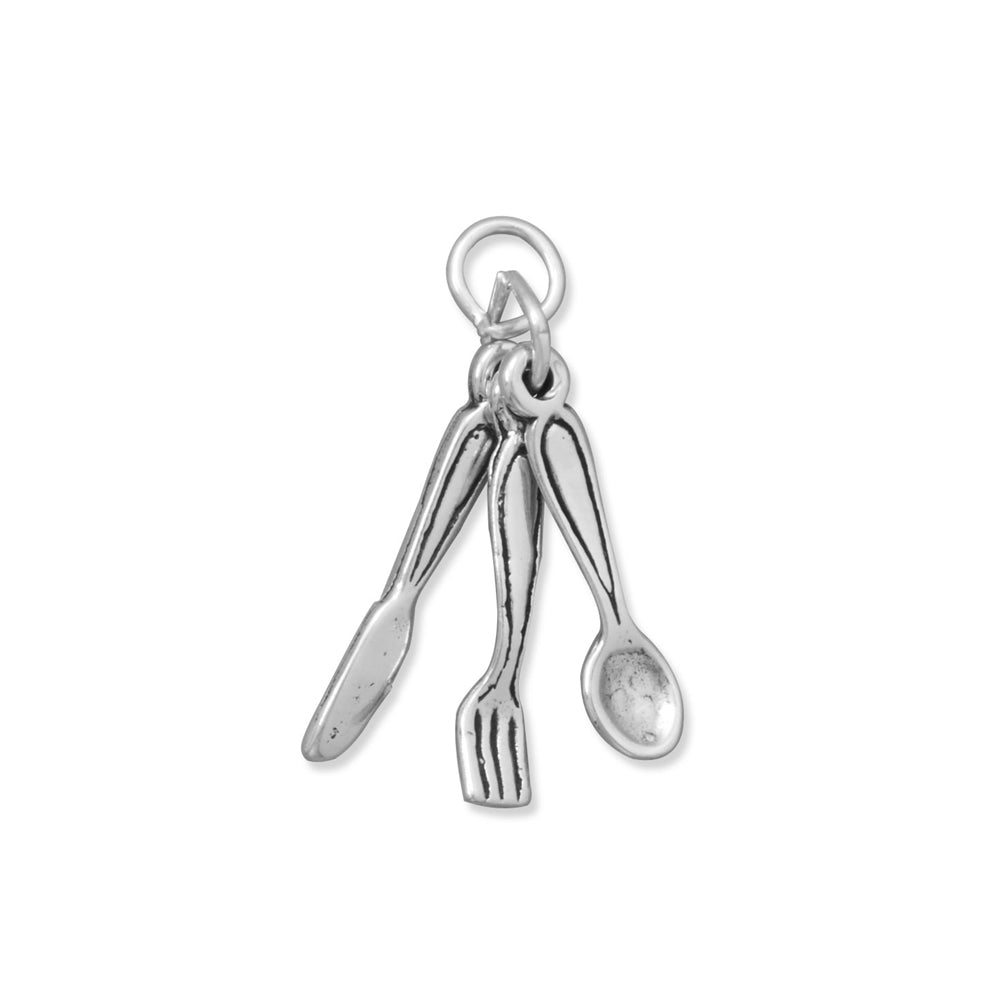 Spoon Knife and Fork Cutlery Silverware Charm Sterling Silver