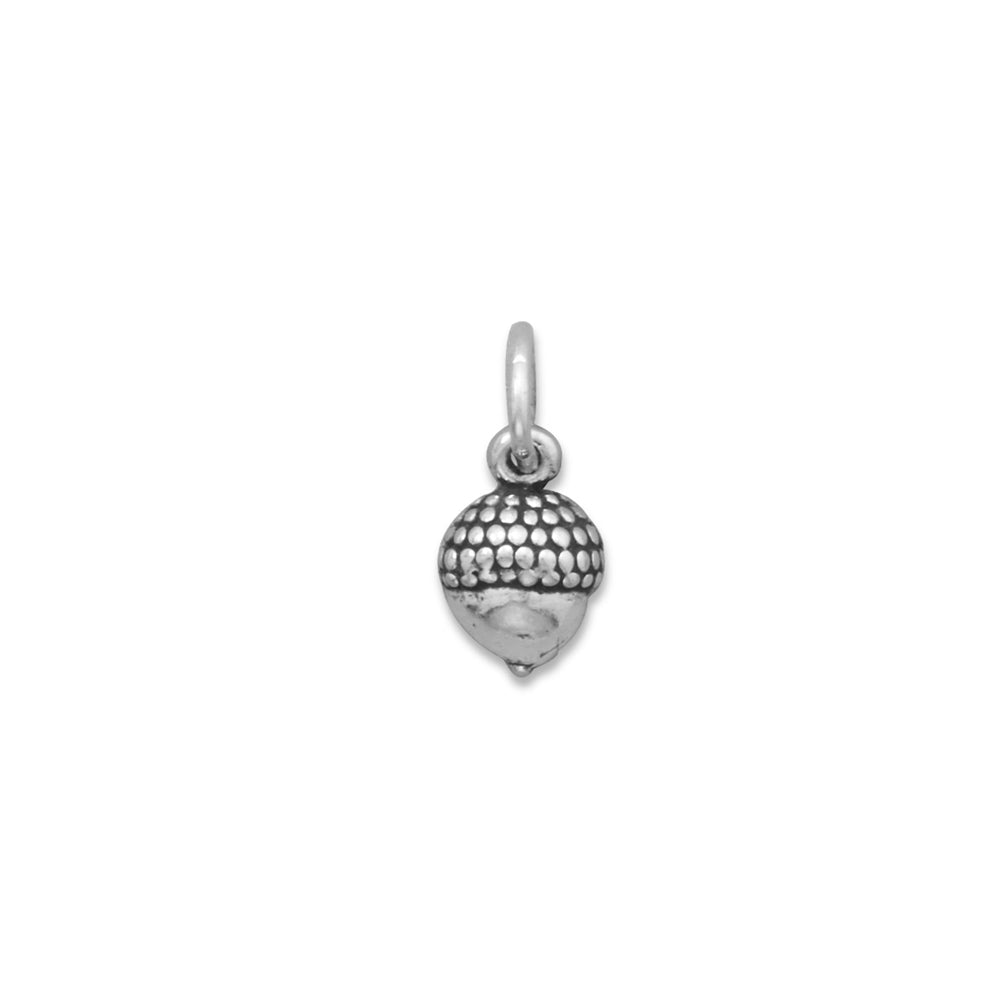 Acorn Nut Charm Antiqued Sterling Silver