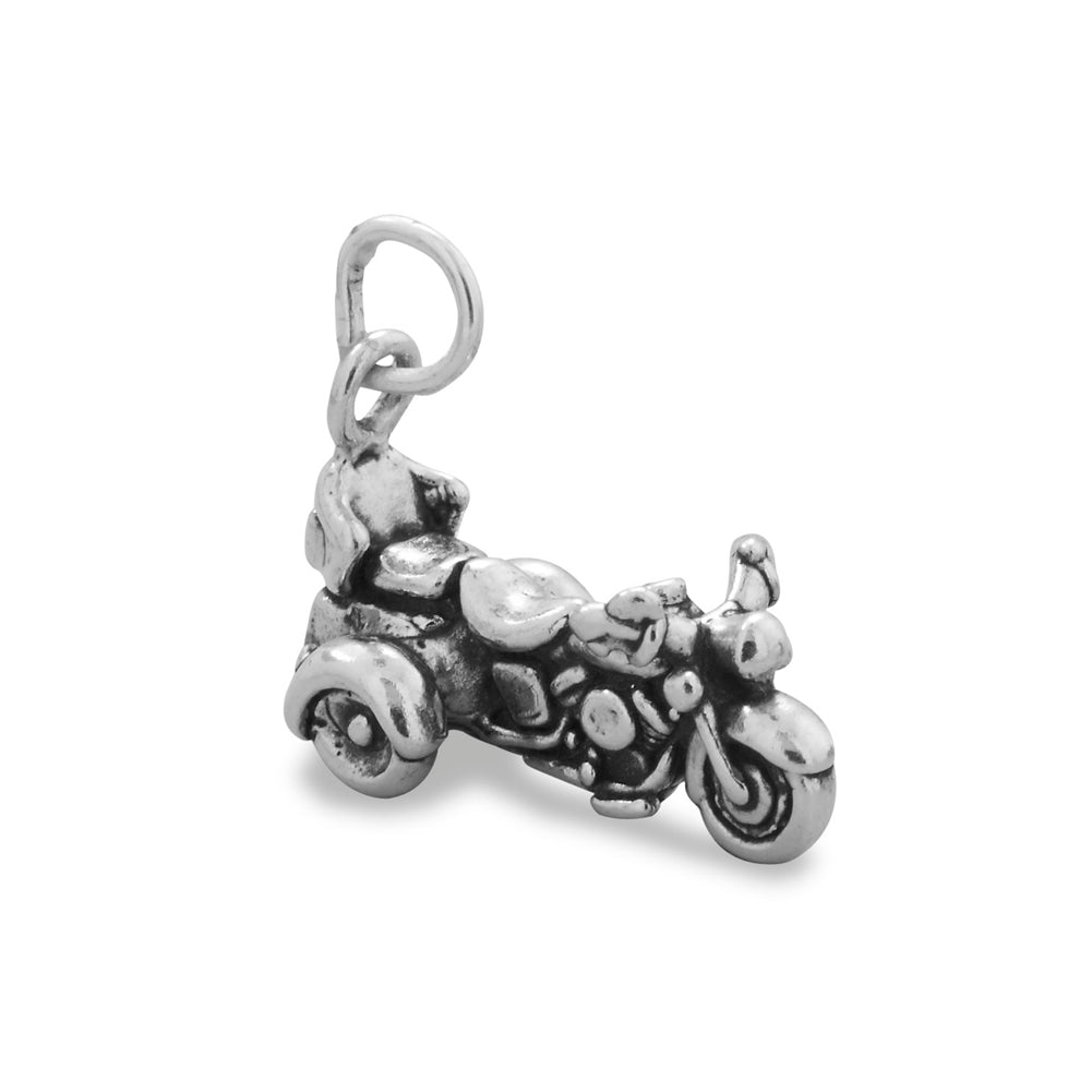 Motorcycle Trike Charm Sterling Silver Antiqued Finish