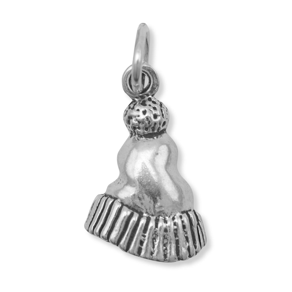 Winter Ski Hat Charm Sterling Silver Antiqued Finish