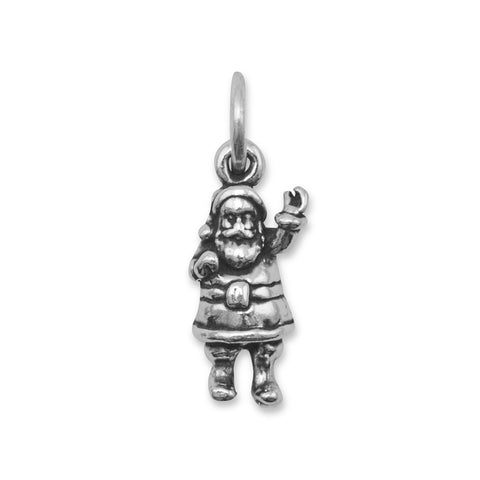 Santa Claus Charm Sterling Silver Antiqued Finish