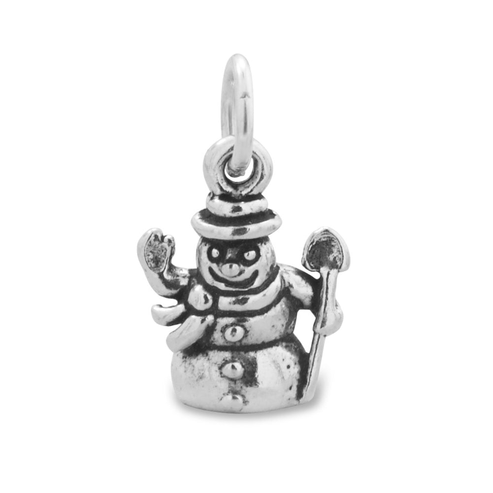 Snowman Charm Sterling Silver Antiqued Finish