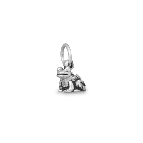 Toad Frog Charm Sterling Silver Antiqued Finish