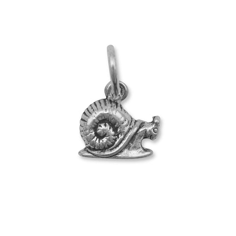 Snail Charm Sterling Silver Antiqued Finish