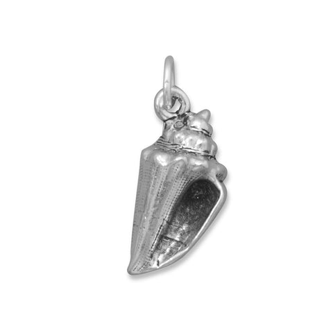 Conch Sea Shell Charm Sterling Silver Antiqued Finish