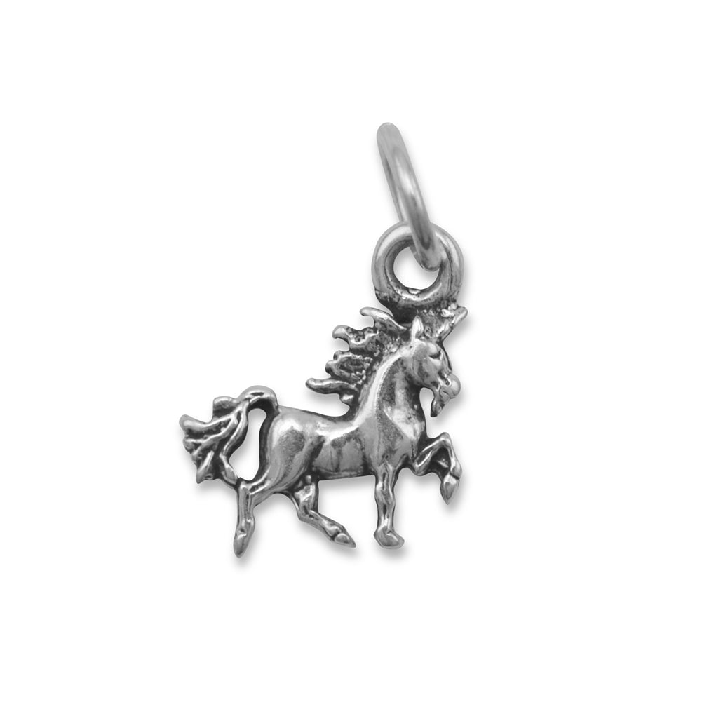 Unicorn Charm Sterling Silver Antiqued Finish
