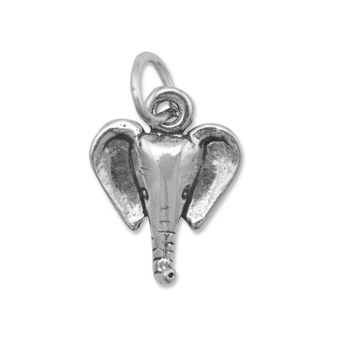 Elephant Head Charm Sterling Silver