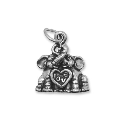 Elephants Charm Sterling Silver - Couple in Love