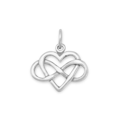 Heart Charm with Infinity Symbol Sterling Silver