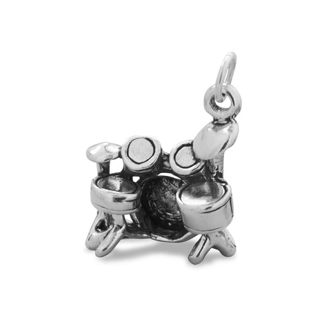 Drum Set Charm Sterling Silver