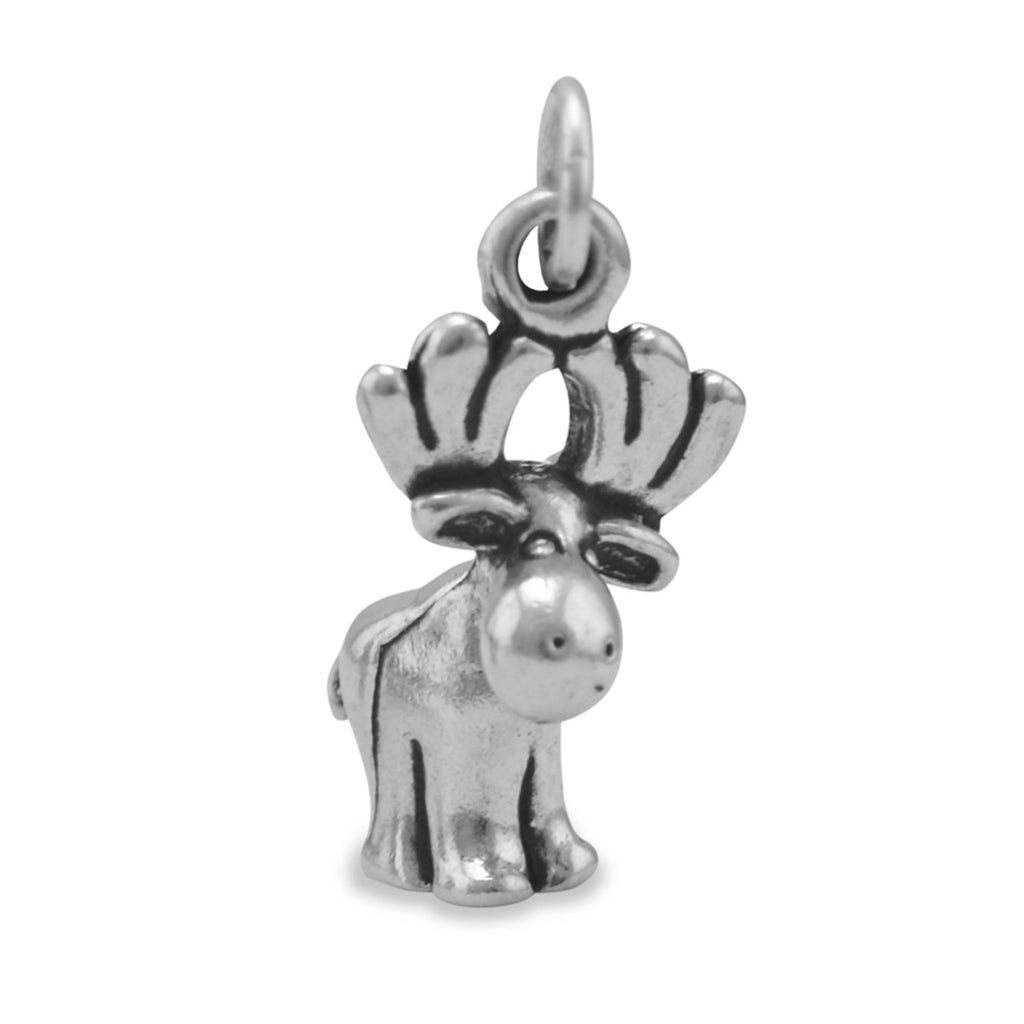 Moose Charm Sterling Silver Antiqued Finish