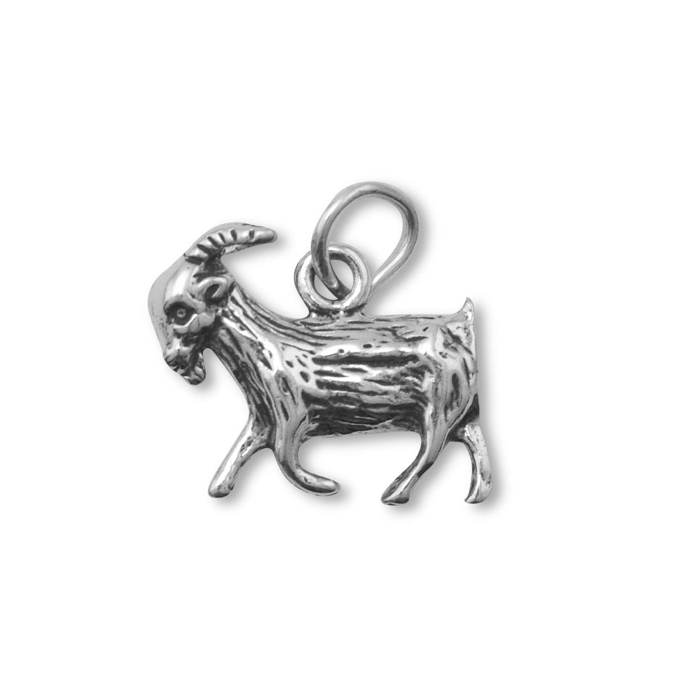 Goat Charm Sterling Silver Antiqued Finish