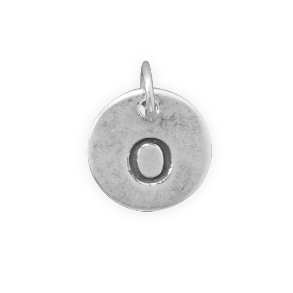 Antiqued Finish Sterling Silver Letter O Disk Charm